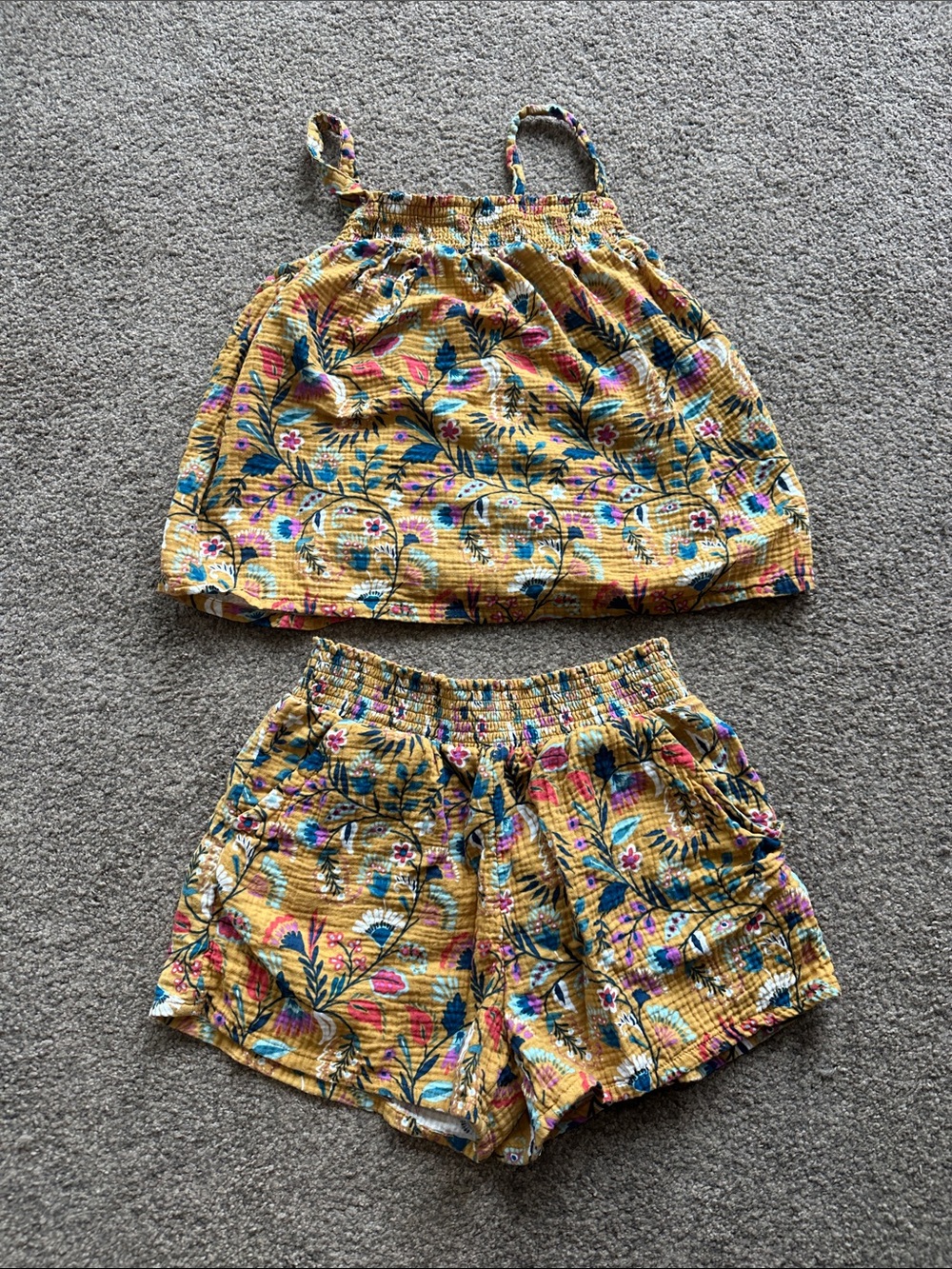 Yellow Floral ladiesPajama Tank & Shorts Set